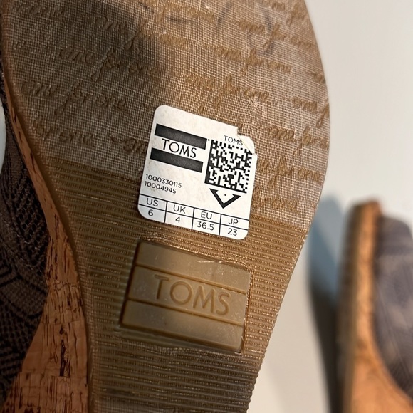 Tom’s CORK PEEP TOE WEDGES SIZE 6 - Picture 7 of 7